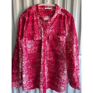 3 for $9 Calvin Klein Red Print Dress Blouse M-L EUC